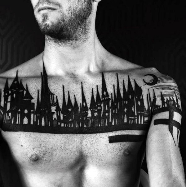 90 Building Tattoos für Männer - Architektur Ink Design-Ideen  