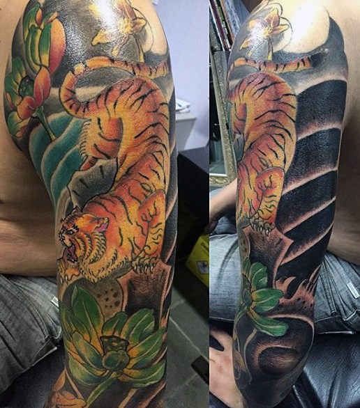 100 Tiger Tattoo Designs für Männer - König der Tiere und der Dschungel  