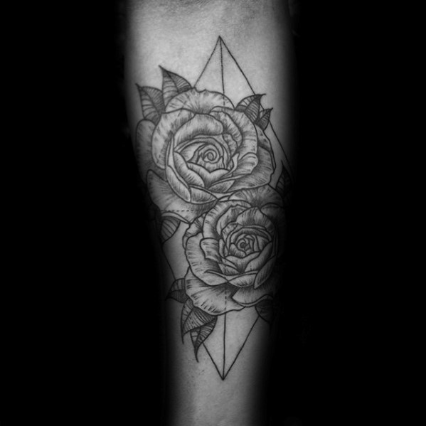 40 geometrische Rose Tattoo Designs für Männer - Blumen-Tinte-Ideen  