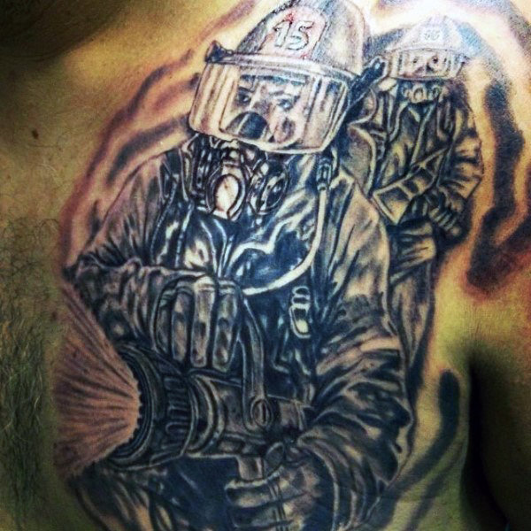50 Feuerwehrmann Tattoos für Männer - Masculine Fireman Ideen  