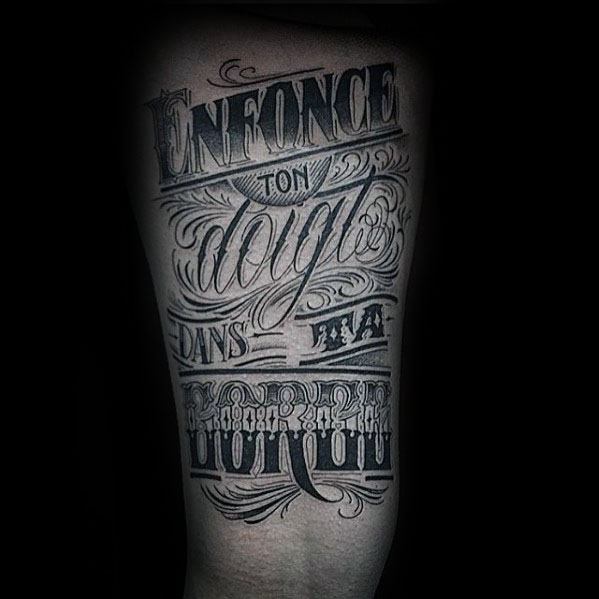 60 Typografie Tattoos für Männer - Word Font Design Ink Ideen  