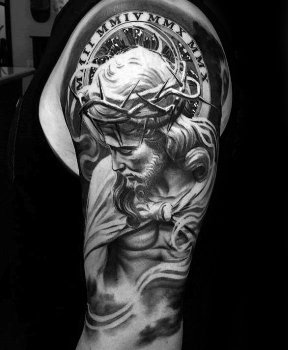 60 3D Jesus Tattoo Designs für Männer - religiöse Tinte Ideen  