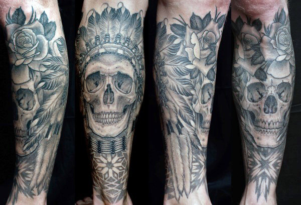 80 Indian Skull Tattoo Designs für Männer - Cool Ink Ideas  