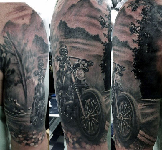 70 Biker Tattoos Für Männer Manly Motorrad Ink Design Ideen Mann