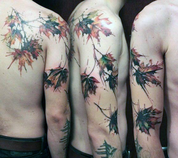 80 Maple Leaf Tattoo-Designs für Männer - kanadische und japanische Tinte  