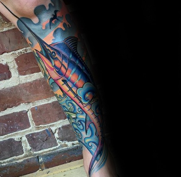 60 Marlin Tattoo Designs für Männer - Fisch-Tinten-Ideen  