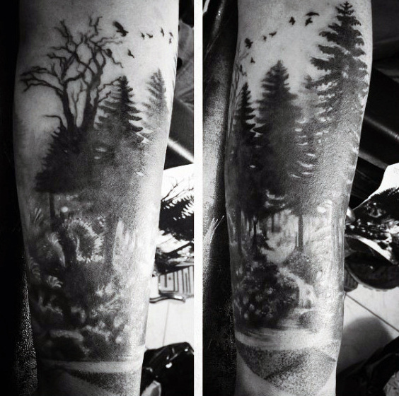 70 Pine Tree Tattoo Ideen für Männer - 4.600 Jahre altes Holz in der Wildnis  