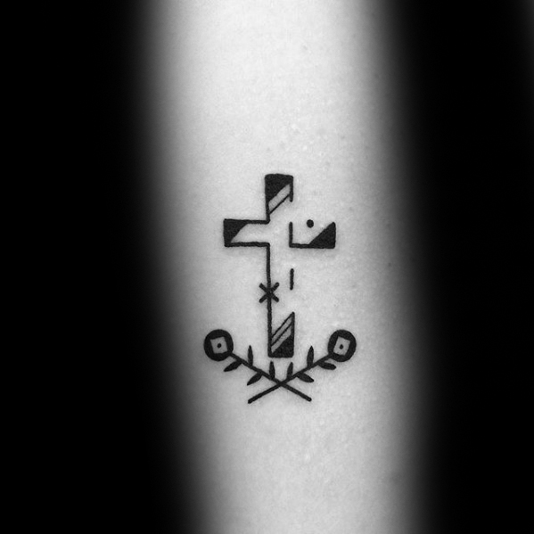 50 einfache Kreuz Tattoos für Männer - religiöse Tinte Design-Ideen  