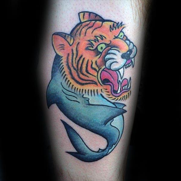 50 Tiger Shark Tattoo Designs für Männer - Sea Tiger Ink Ideen  