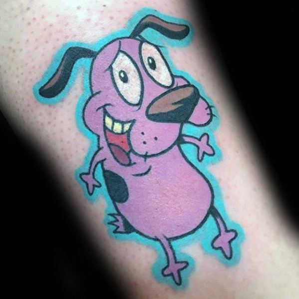 40 Mut der feige Hund Tattoo-Designs für Männer - Cartoon-Ideen  