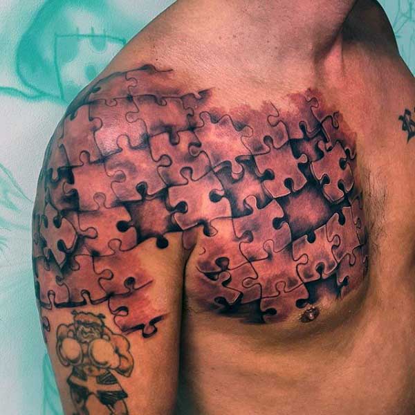 70 Puzzleteil Tattoo Designs für Männer - Ideen für einen neugierigen Geist  