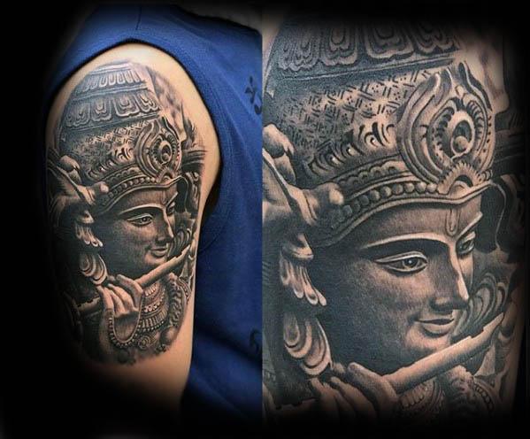 40 Krishna Tattoo Designs für Männer - Hinduismus Ink Ideen  