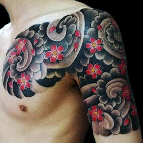 50 Wolke Brust Tattoos für Männer - Blue Sky Ink Design-Ideen  