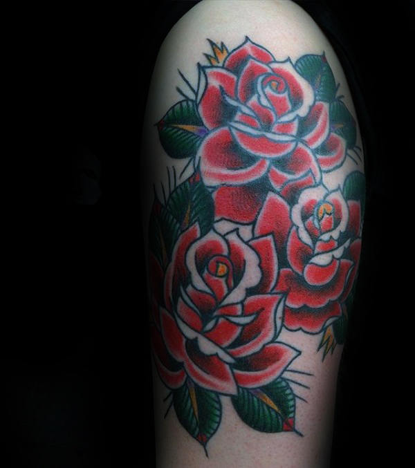 50 traditionelle Rose Tattoo Designs für Männer - Blumen-Tinte-Ideen  