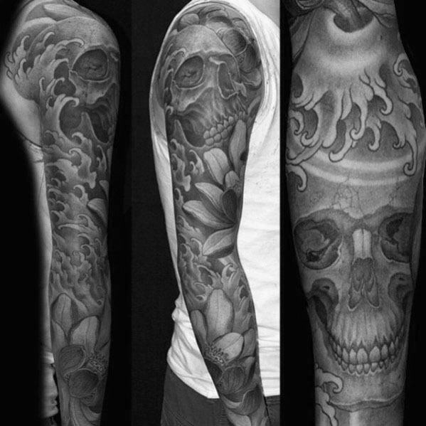 40 japanische Schädel Tattoo Designs für Männer - Cool Cranium Ink Ideen  