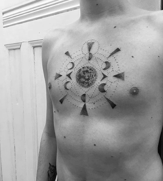 60 geometrische Brust Tattoos für Männer - Oberkörper Design-Ideen  