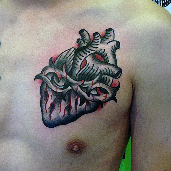 50 traditionelle Herz-Tattoo-Designs für Männer - Devotion Ink Ideen  