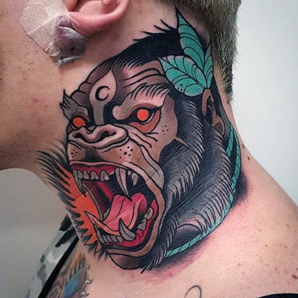 20 Neo traditionelle Gorilla Tattoo Designs für Männer - Ape-Tinte Ideen  