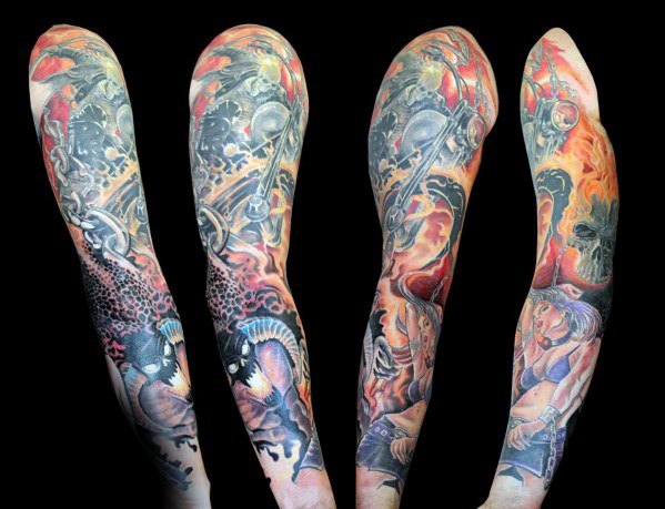 50 Ghost Rider Tattoo Designs für Männer - übernatürliche Antihero Ideen  