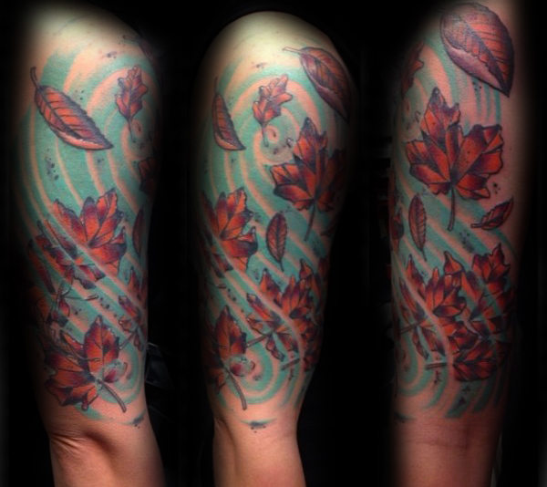 50 Herbst Tattoos für Männer - Autumn Ink Design-Ideen  