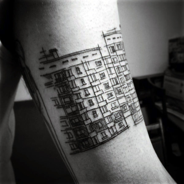 90 Building Tattoos für Männer - Architektur Ink Design-Ideen  