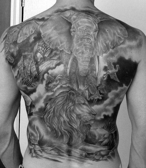 50 Löwen Zurück Tattoo Designs für Männer - Masculine Big Cat Ink Ideen  