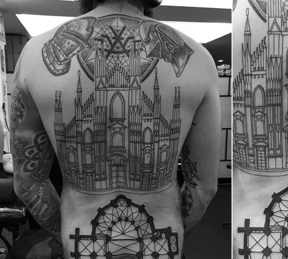 90 Building Tattoos für Männer - Architektur Ink Design-Ideen  