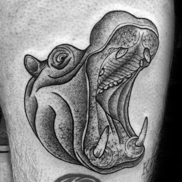 60 Hippo Tattoo Designs für Männer - Animal Ink Ideen  