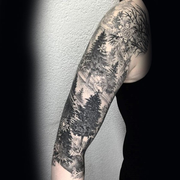 75 Tree Sleeve Tattoo Designs für Männer - Tinte Ideen mit Niederlassungen  