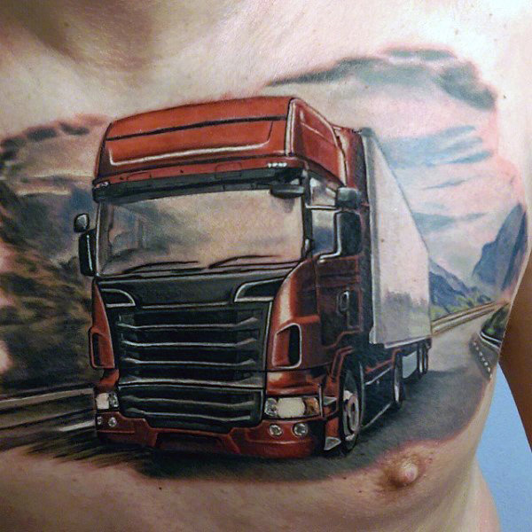 60 Truck Tattoos für Männer - Vintage und Big Rig Ink Design-Ideen  