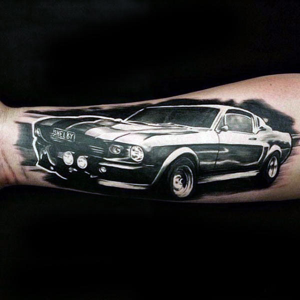 40 Mustang Tattoo Designs für Männer - Sport Car Ink Ideen  