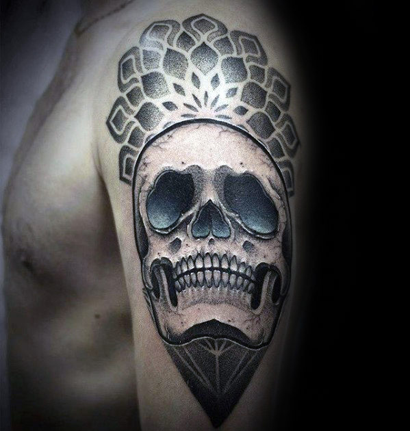 50 3D Skull Tattoo Designs für Männer - Cool Cranium Ink Ideen  