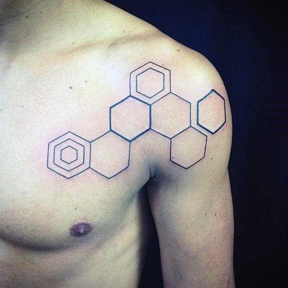 80 Bienenwaben-Tätowierungs-Entwürfe für Männer - kühle Hexagon-Tinten-Ideen  