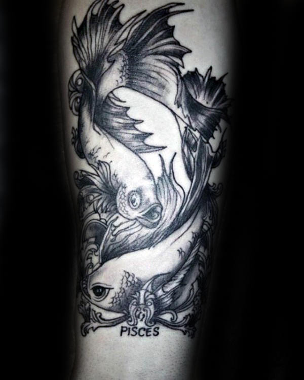 60 Fische Tattoos für Männer - Astrologie Tink Design-Ideen  