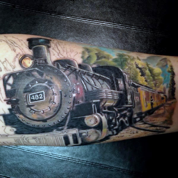 70 Zug Tattoos für Männer - männliche Eisenbahn-Designs  