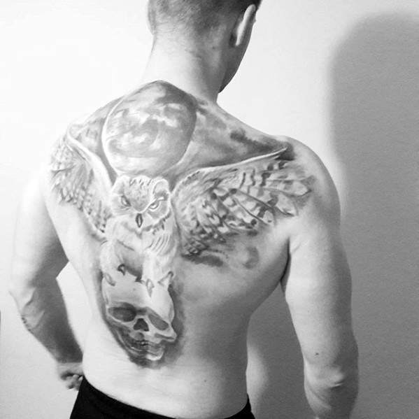 40 Eule zurück Tattoo Designs für Männer - coole Vogel Tinte Ideen  