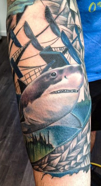 90 Shark Tattoo Designs für Männer - Top der Unterwasser-Food-Kette  