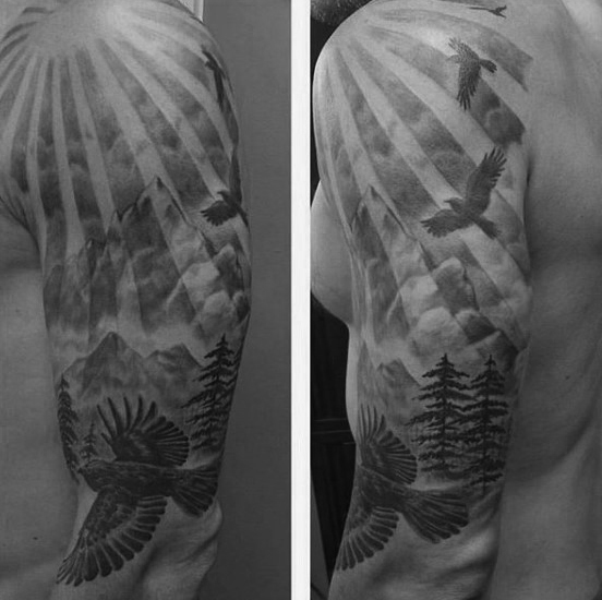 75 Tree Sleeve Tattoo Designs für Männer - Tinte Ideen mit Niederlassungen  