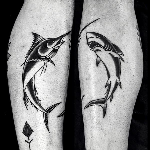 60 Marlin Tattoo Designs für Männer - Fisch-Tinten-Ideen  