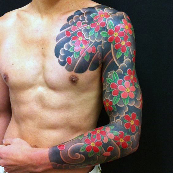 50 japanische Blumen Tattoo Designs für Männer - Floral Ink Ideen  
