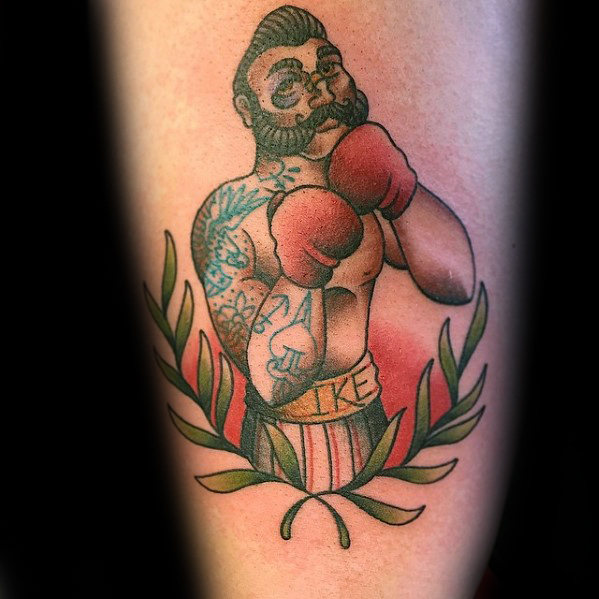 50 traditionelle Boxer Tattoo Designs für Männer - Retro Boxing-Ideen  