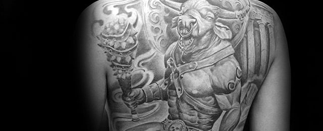 40 Minotaur Tattoo Designs für Männer griechische Mythologie Ideen