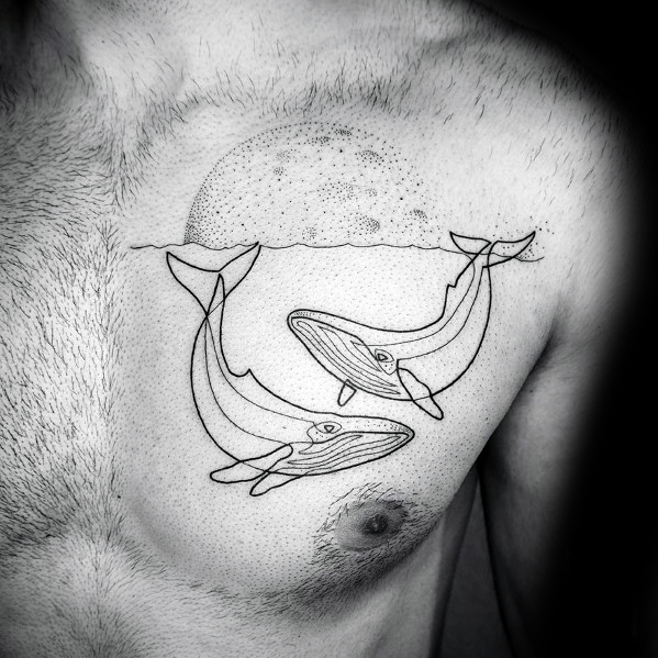 50 Kontur Tattoos für Männer - Silhouette Design-Ideen  