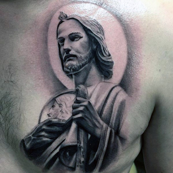 40 Jesus Brust Tattoo Designs für Männer - Chris Ink Ideen  