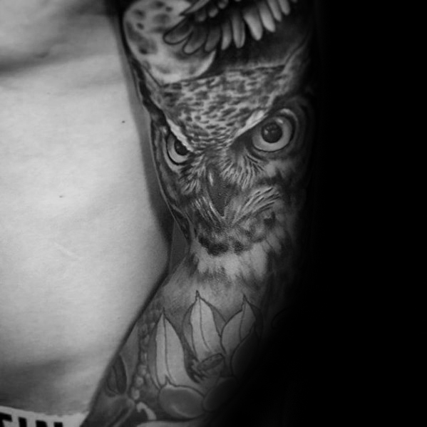 50 Eule Ärmel Tattoos für Männer - nächtliche Vogel Design-Ideen  