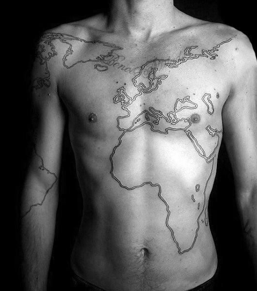 50 Kontur Tattoos für Männer - Silhouette Design-Ideen  