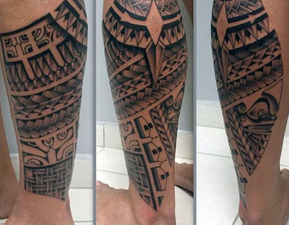 40 polynesischen Bein Tattoo Designs für Männer - Manly Tribal Ideen  