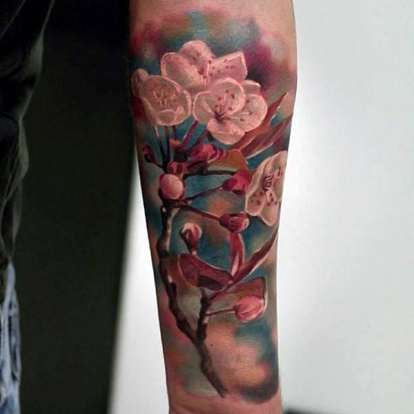 100 Kirschblüten Tattoo Designs für Männer - Floral Ink Ideen  