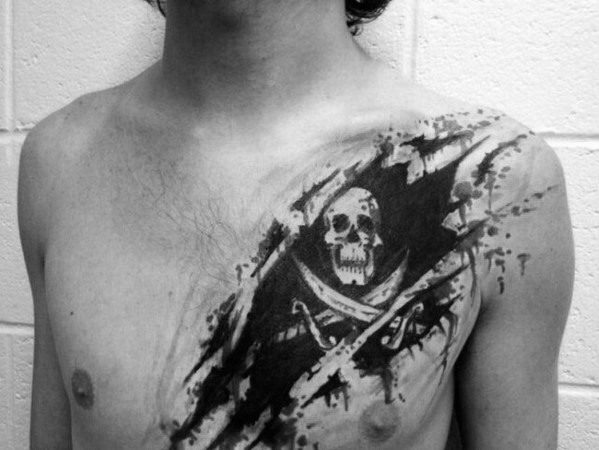 40 Piraten Flagge Tattoo-Designs für Männer - Jolly Roger Ink Ideen  