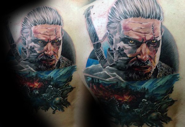 60 Witcher Tattoo Designs für Männer - Videospiel-Tinten-Ideen  